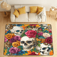 thumbnail image 1 of CURLYOOT Skull Flower Area Rugs 5'x7' Washable Rug Large Living Room Rug Non Slip Leopard Print Indoor Floor Carpet for Dining Room Bedroom Home, 1 of 7