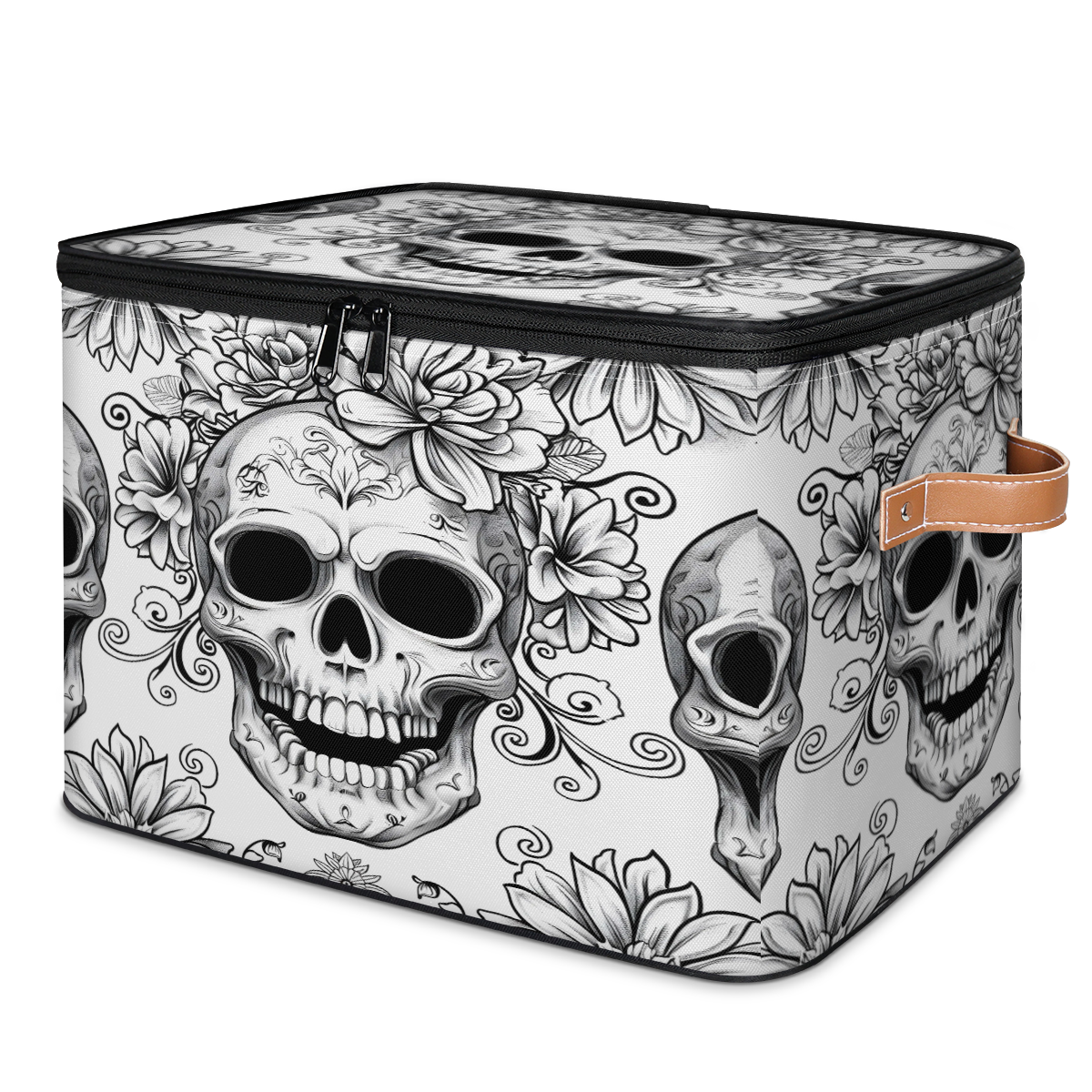 CURLYOOT Skull Gothic Skeleton Fabric Storage Bins with Lids, Goth