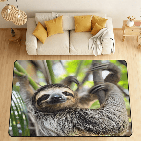 CURLYOOT Sloth Area Rugs 5'x7' Washable Rug Large Living Room Rug Non Slip Funny Animal Indoor Floor Carpet for Dining Room Bedroom Home