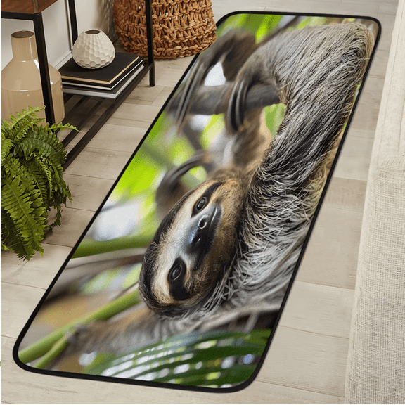 CURLYOOT Sloth Runner Rug 2'x6' Washable Kitchen Runner Rug Indoor Non Slip Laundry Rugs Funny Animal Floor Carpet for Hallway Kitchen Entryway Bedroom Living Room