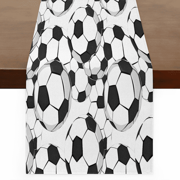 CURLYOOT Soccer Ball Football Linen Table Runner 72 Inches Long Kitchen ...