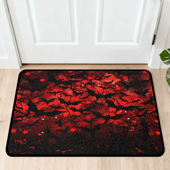 CURLYOOT Spooky Bats Door Mat 24" x 36" Absorbent Front Doormat Entrance Mat Non-Slip Washable Welcome Mats Red Floor Mats for Entryway Indoor Outdoor