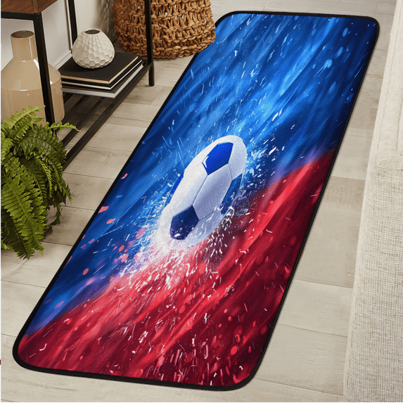 CURLYOOT Sport Ball Football Soccer Runner Rug 2'x6' Washable Kitchen Runner Rug Indoor Non Slip Laundry Rugs Floor Carpet for Hallway Kitchen Entryway Bedroom Living Room