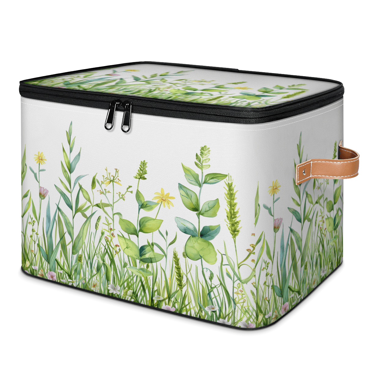 CURLYOOT Spring Floral Fabric Storage Bins with Lids, Farmhouse Summer Flowers Foldable Storage Boxes Washable Storage Cube, Closet Bedroom Home Organizer Containers with Handles