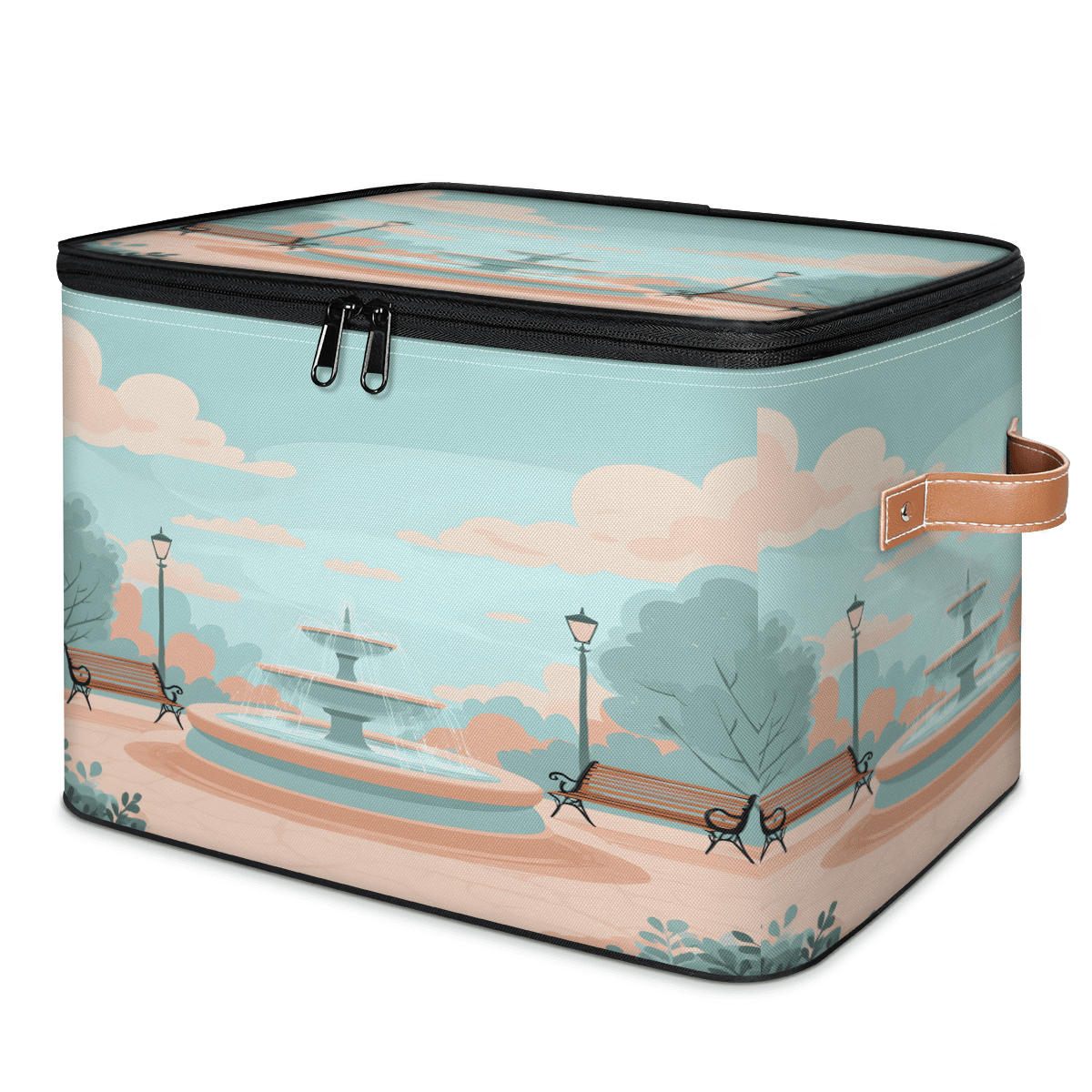 Spring Storage Containers Plastic CURLYOOT Spring Fountain Storage Bins with Lid, Decorative Fabric ...