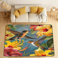 thumbnail image 1 of CURLYOOT Spring Hummingbird and Floral Area Rugs 5'x7' Washable Rug Large Living Room Rug Non Slip Indoor Floor Carpet for Dining Room Bedroom Home, 1 of 8
