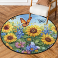 thumbnail image 1 of CURLYOOT Spring Summer Floral Sunflowers 5.2ft Round Rug for Living Room, Large Washable Area Rug, Non Slip Floor Mat Indoor Rugs for Bedroom, Dining Room, Offices, Entryway, 1 of 6