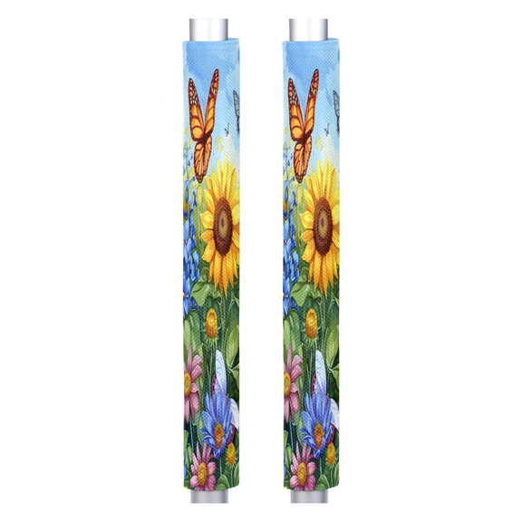 CURLYOOT Spring Summer Floral Sunflowers Refrigerator Door Handle Covers Set of 2, Kitchen Appliance Handle Covers for Dishwasher Microwave Oven, Washable Fridge Door Cloth Protector