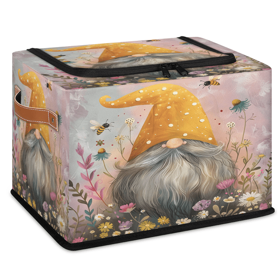 CURLYOOT Spring Summer Gnome and Flowers Storage Bin With Zipper Lid ...