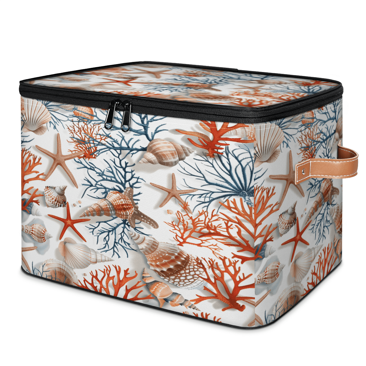 Washable Containers CURLYOOT Spring Summer Seashell Fabric Storage Bins with Lids, Tropical ...