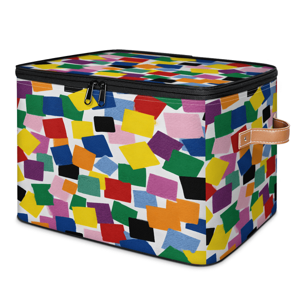 CURLYOOT Square Shape Storage Bins with Lid, Decorative Fabric Closet Boxes with Lids, Abstract Foldable Storage Baskets Shelves Container Organizers for Bedroom, Living Room, Dorm