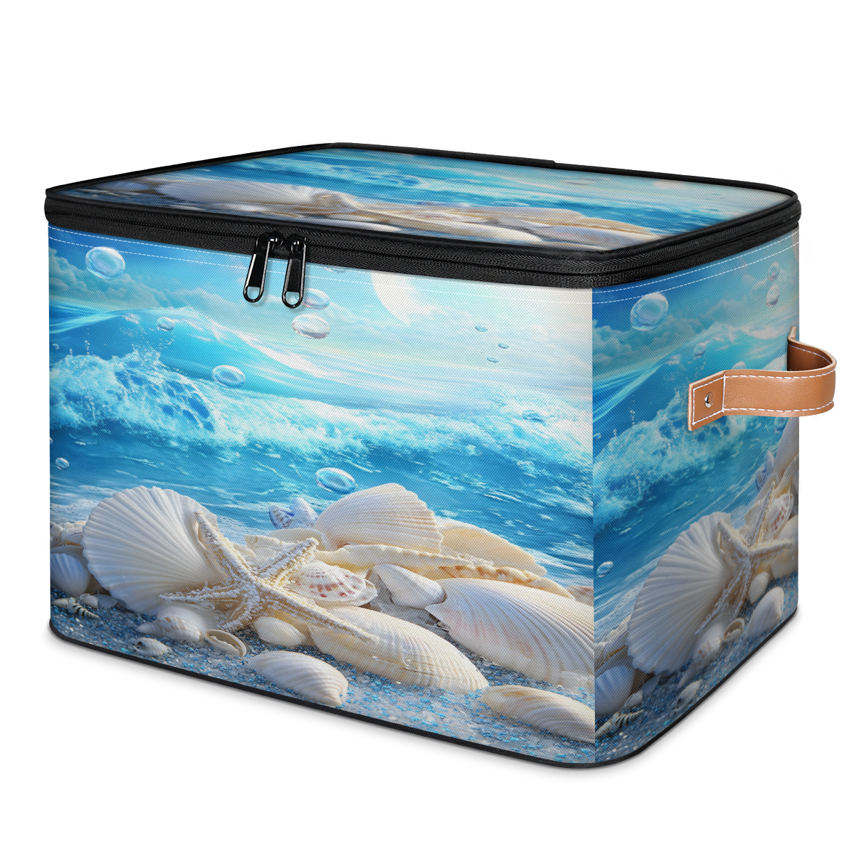 CURLYOOT Starfish and Seashells Beach Sea Storage Bins with Lid ...