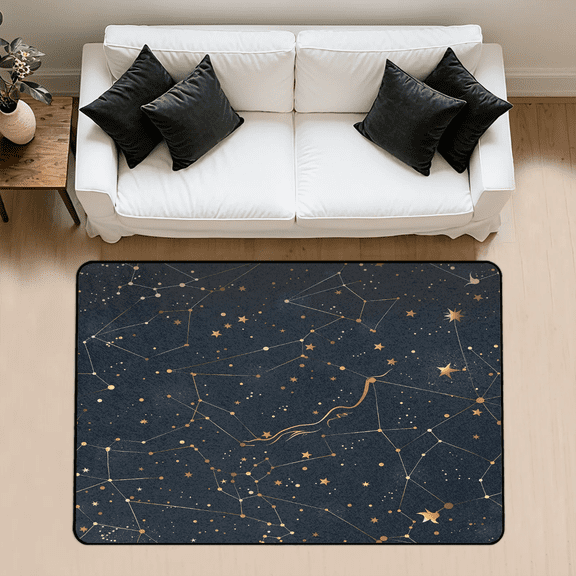 CURLYOOT Starry Universe Constellation Galaxy Space Rug for Living Room Bedroom, 4x6 Ft Washable Area Rug, Non Slip Rugs for Entryway, Large Carpet for Indoor Dining Room