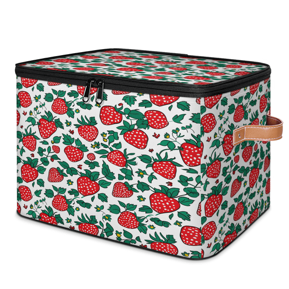 CURLYOOT Strawberry Pattern Storage Bins with Lid, Decorative Fabric Storage Boxes, Foldable Closet Shelf Organizer Baskets for Bedroom, Living Room, Home