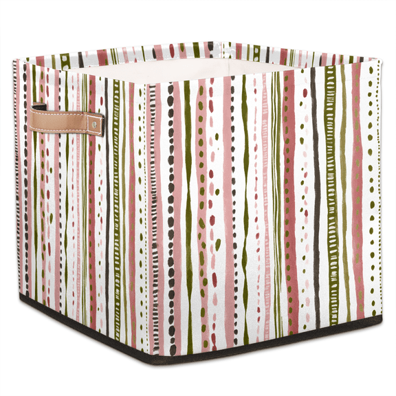 CURLYOOT Striped Cube Storage Bin, 13 x 13 x 13 Storage Cube Bins for Organizing, Abstract Shape Fabric Foldable Closet Baskets with Handles for Closet, Shelves, Clothes