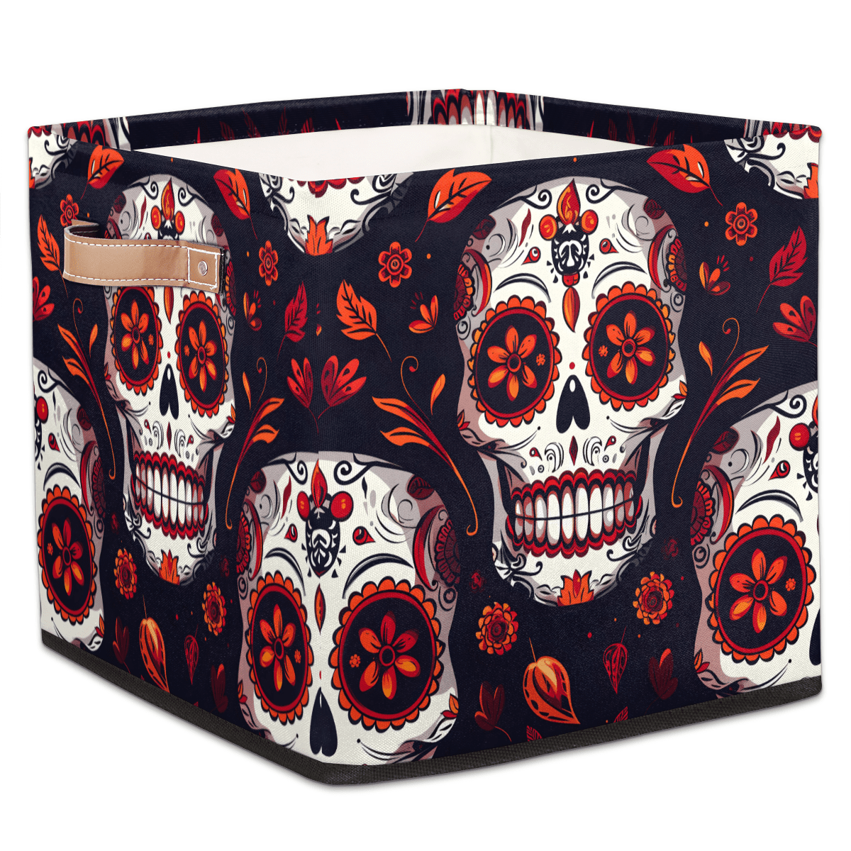 CURLYOOT Sugar Skull Cube Storage Bin, 13 x 13 x 13 Storage Cube Bins ...