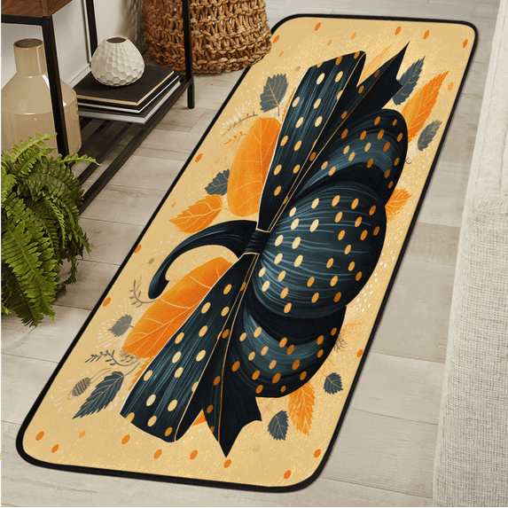 CURLYOOT Thanksgiving Pumpkin Runner Rug 2'x6' Washable Kitchen Runner Rug Indoor Non Slip Laundry Rugs Polka Dots Floor Carpet for Hallway Kitchen Entryway Bedroom Living Room