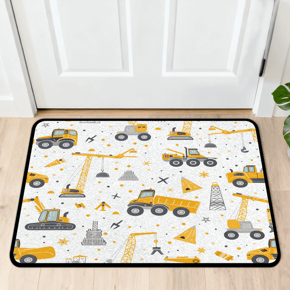 CURLYOOT Tractor Excavator Front Door Mat, Washable Non-Slip Door Mat, Indoor Outdoor Floor Mats Absorbent Welcome Doormat for Entrance 20" x 30"