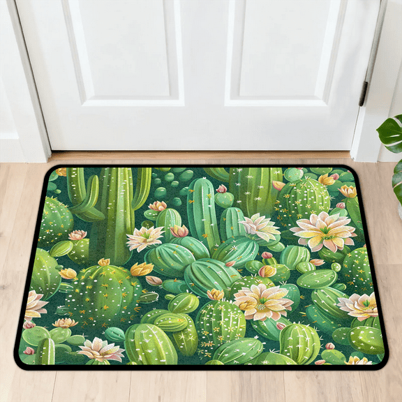CURLYOOT Tropical Cactus Indoor Doormat, Non-Slip Absorbent Door Mat 24" x 16", Entrance Floor Mat Washable Entry Doormats for Entryway Front Back Door