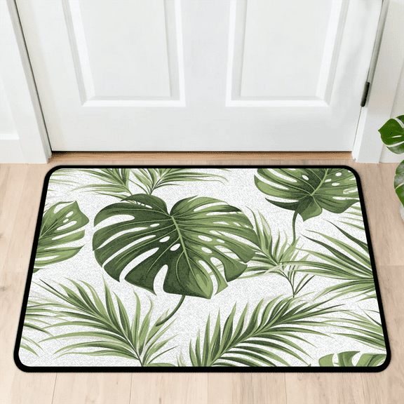 CURLYOOT Tropical Palm Leaves Plant Door Mat 24" x 36" Absorbent Front Doormat Entrance Mat Non-Slip Washable Welcome Mats Floor Mats for Entryway Indoor Outdoor