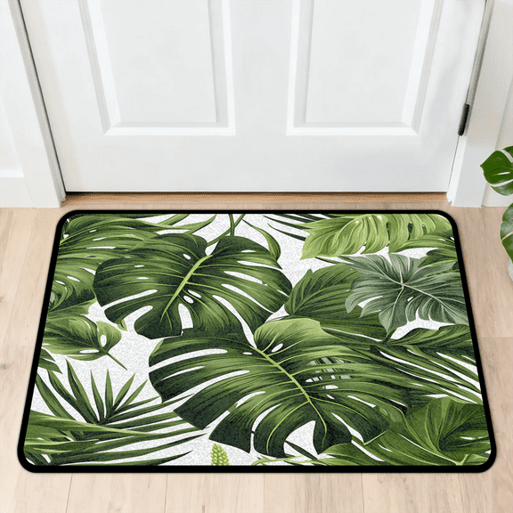 CURLYOOT Tropical Plants Green Palms Leaf Banana Leaves Door Mat 24" x 36" Absorbent Front Doormat Entrance Mat Non-Slip Washable Welcome Mats Floor Mats for Entryway Indoor Outdoor