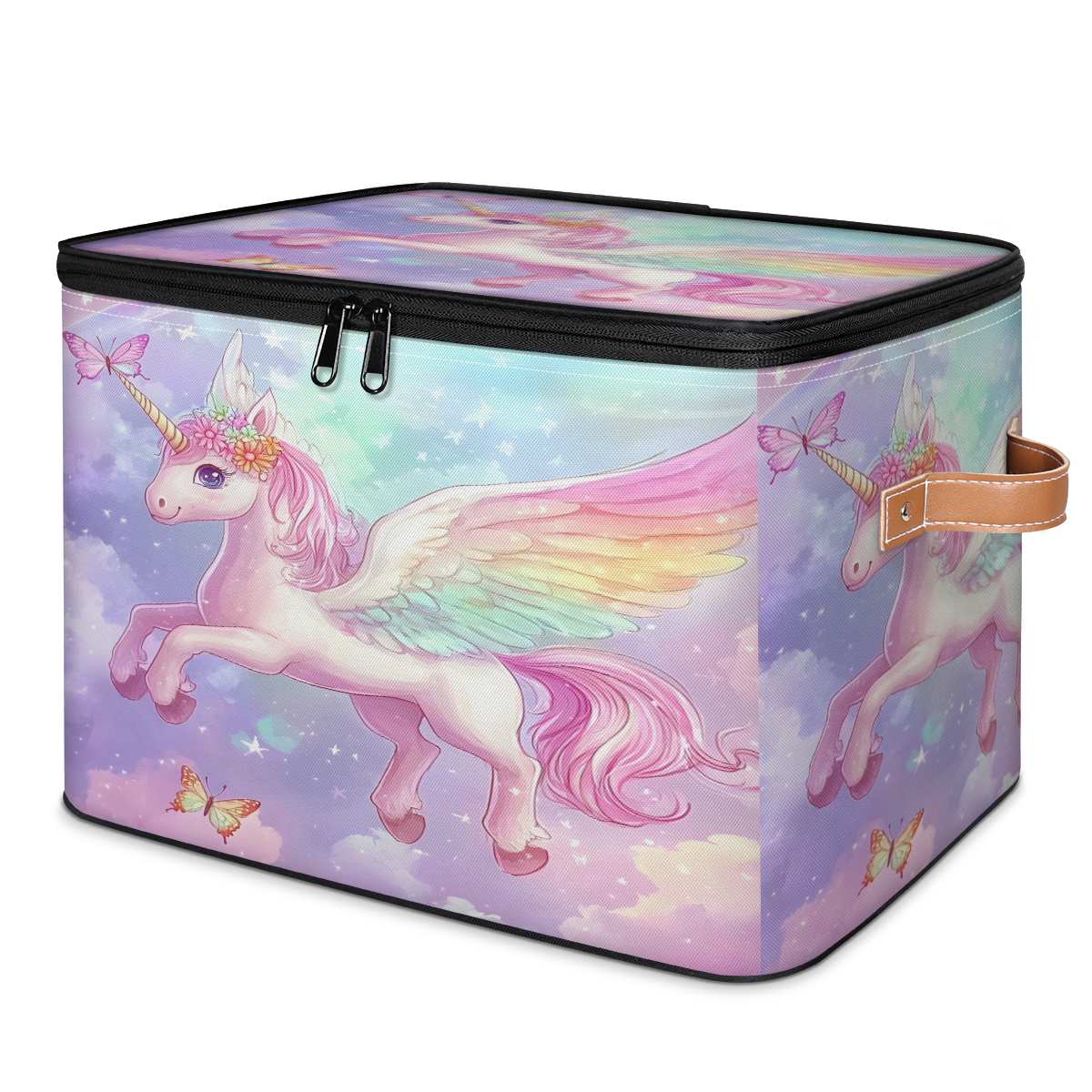 CURLYOOT Unicorn Colorful Cartoon Animal Fancy Storage Bins with Lid