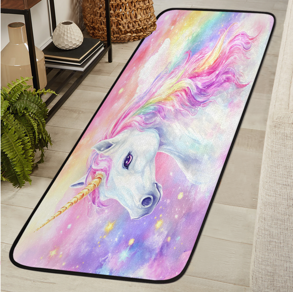 CURLYOOT Unicorn Fancy Cartoon Runner Rug 2'x6' Washable Kitchen Runner ...