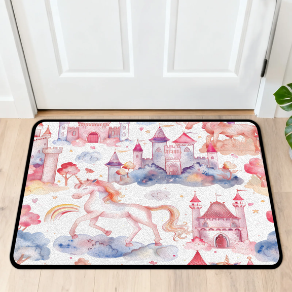 CURLYOOT Unicorn Rainbow Pattern Door Mat 24" x 36" Absorbent Front Doormat Entrance Mat Non-Slip Washable Welcome Mats Floor Mats for Entryway Indoor Outdoor