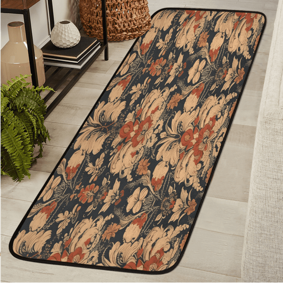 CURLYOOT Vintage Boho Floral Runner Rug 2'x6' Washable Kitchen Runner Rug Indoor Non Slip Laundry Rugs Floor Carpet for Hallway Kitchen Entryway Bedroom Living Room