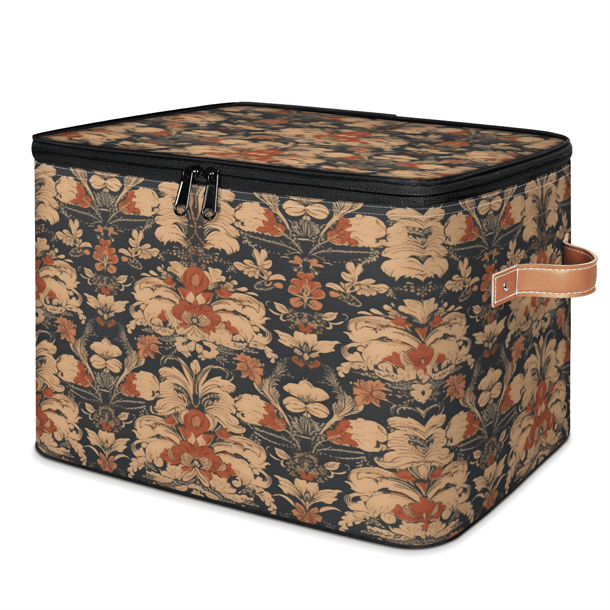 CURLYOOT Vintage Boho Floral Storage Bins with Zipper Lid Fabric ...