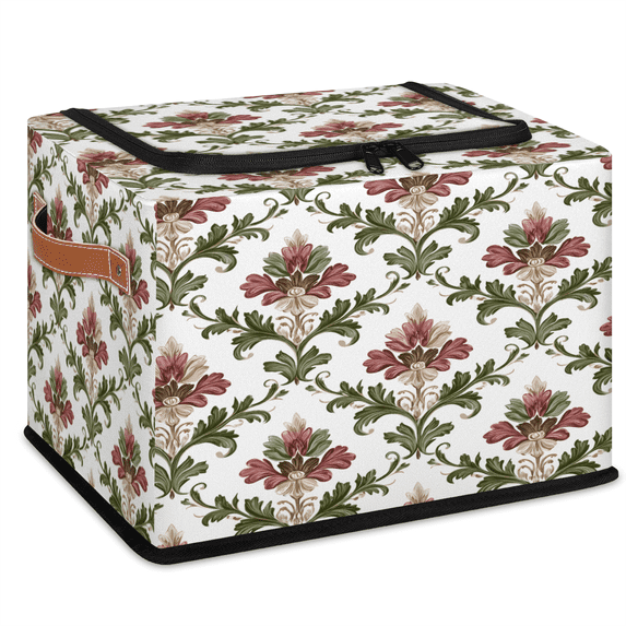 CURLYOOT Vintage Flower Bohemian Storage Bin with Zipper Lid, Foldable ...