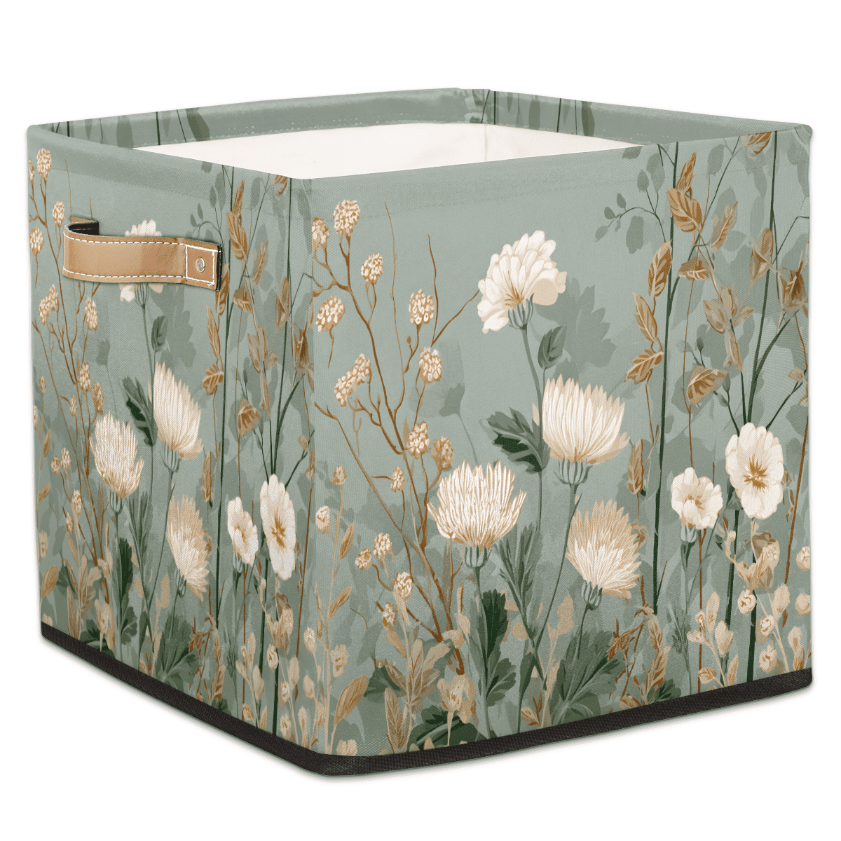 CURLYOOT Vintage Flower Plant Cube Storage Bin, 13 x 13 x 13 Storage ...