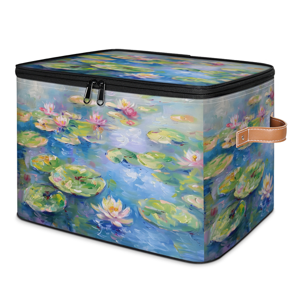 CURLYOOT Vintage Flowers Summer Storage Bins with Lid, Decorative Fabric Storage Boxes, Foldable Closet Shelf Organizer Baskets for Bedroom, Living Room, Home