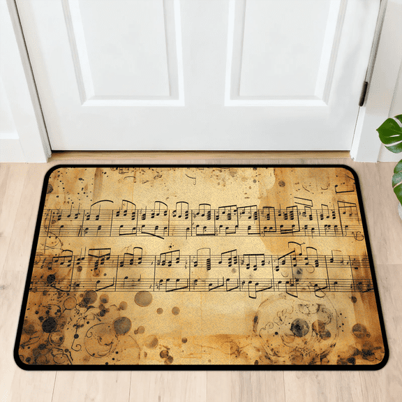 CURLYOOT Vintage Musical Notes Indoor Doormat, Non-Slip Absorbent Door Mat 24" x 16", Entrance Floor Mat Washable Entry Doormats for Entryway Front Back Door