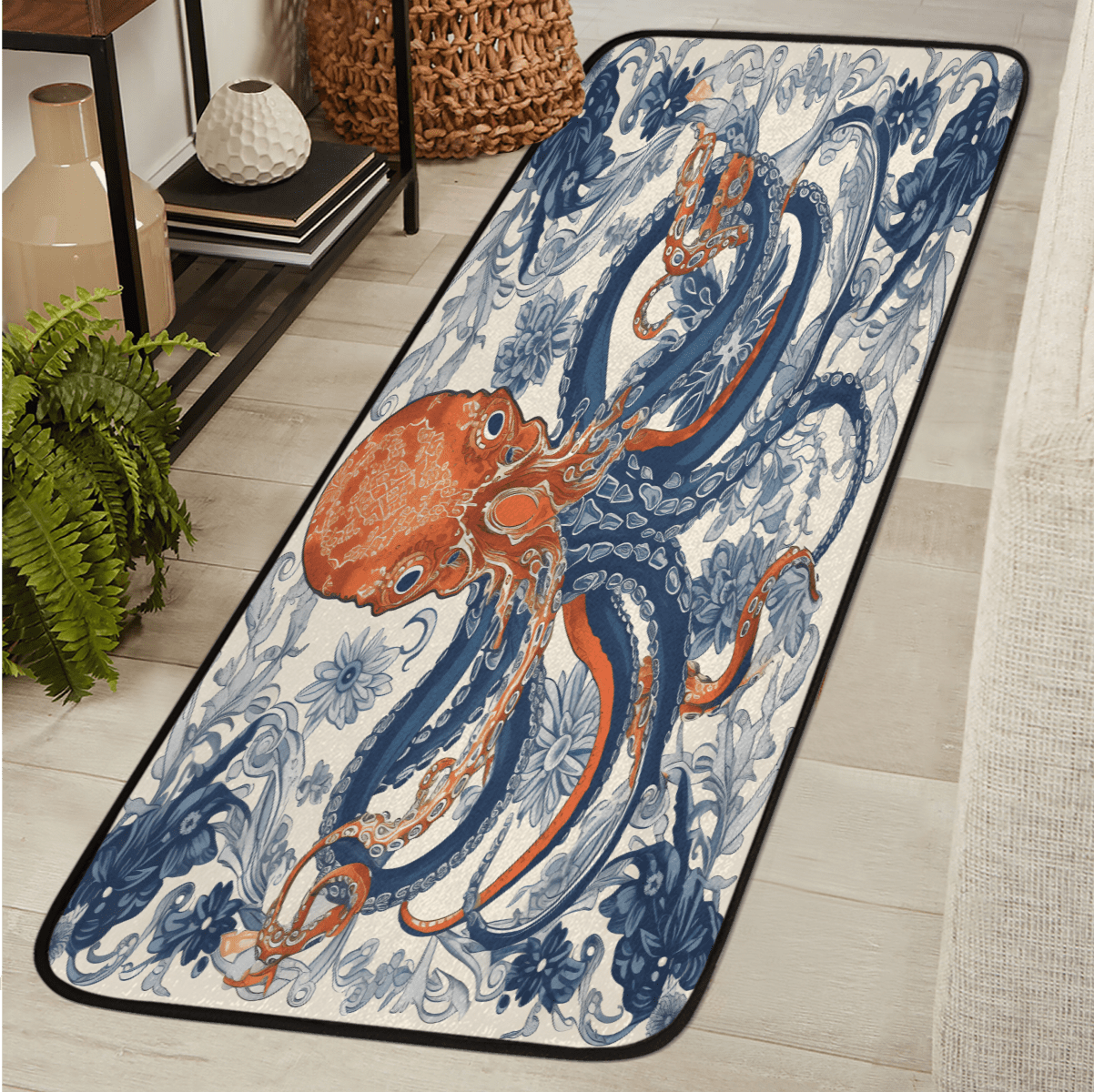 CURLYOOT Vintage Octopus Runner Rug 2'x6' Washable Kitchen Runner Rug ...