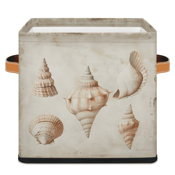 Shell Collection Storage CURLYOOT Vintage Shells Cube Storage Bin 11 Inch Fabric Storage Cube ...