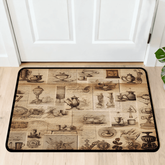 CURLYOOT Vintage Theme Indoor Doormat, Non-Slip Absorbent Door Mat 24" x 16", Entrance Floor Mat Washable Entry Doormats for Entryway Front Back Door