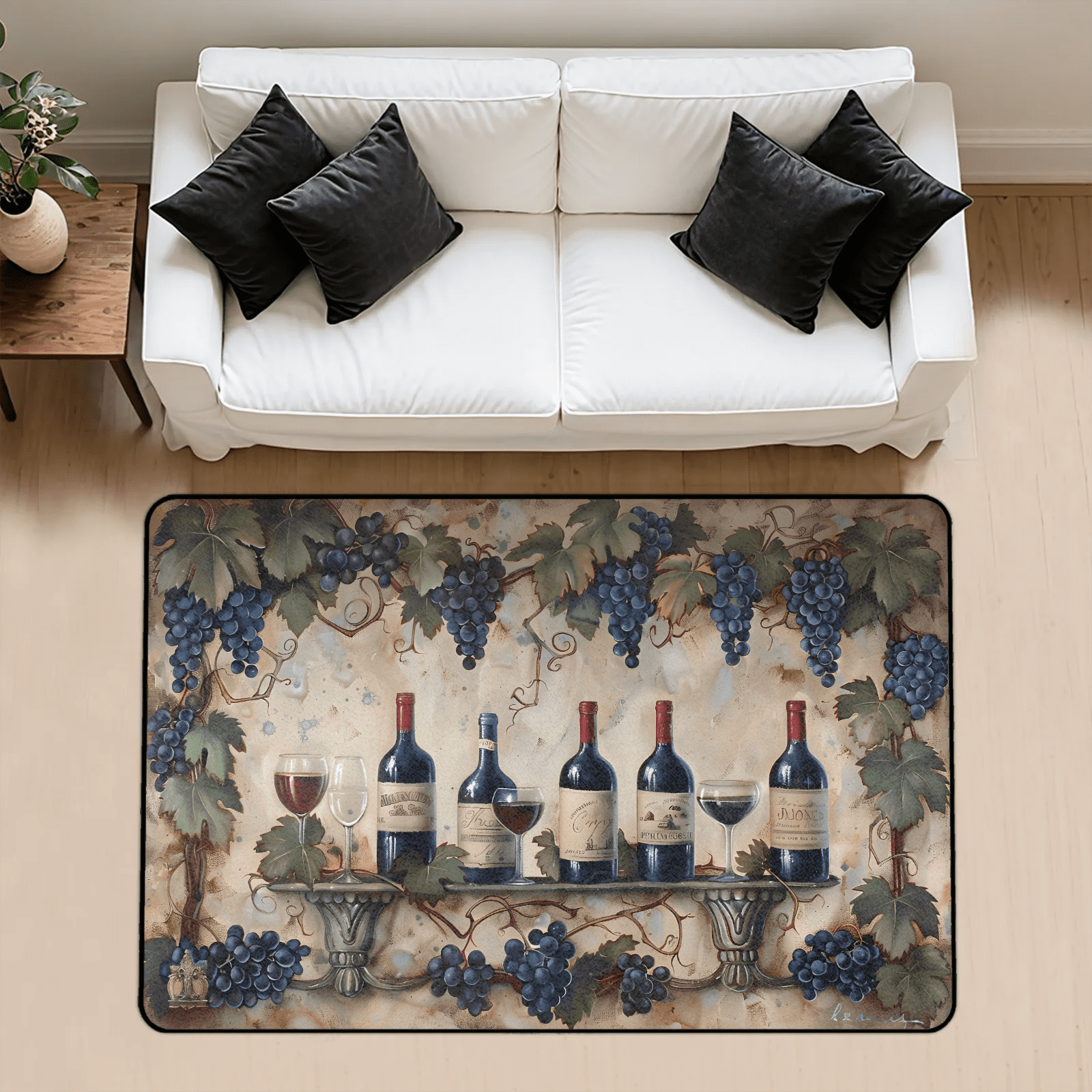 CURLYOOT Vintage Wine Glass Retro Area Rug 3x5 Ft Rugs for Entryway ...