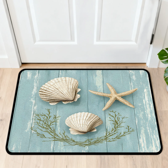 CURLYOOT Vintage Wood Ocean Coastal Starfish Door Mat 24" x 36" Absorbent Front Doormat Entrance Mat Non-Slip Washable Welcome Mats Floor Mats for Entryway Indoor Outdoor
