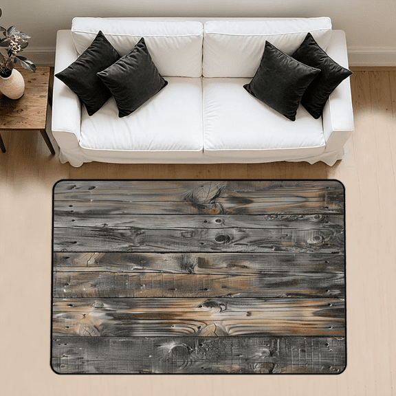 CURLYOOT Vintage Wood Texture Area Rug 3x5 Ft Rugs for Entryway Entrance Kitchen, Washable Non Slip Indoor Floor Carpet for Bedroom Living Room