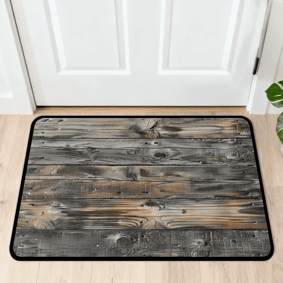 CURLYOOT Vintage Wood Texture Front Door Mat, Washable Non-Slip Door Mat, Indoor Outdoor Floor Mats Absorbent Welcome Doormat for Entrance 20" x 30"