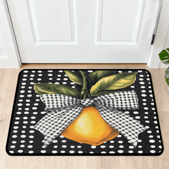 CURLYOOT Watercolor Lemon Fruit Front Door Mat, Washable Non-Slip Door Mat, Indoor Outdoor Floor Mats Absorbent Welcome Doormat for Entrance 20" x 30"