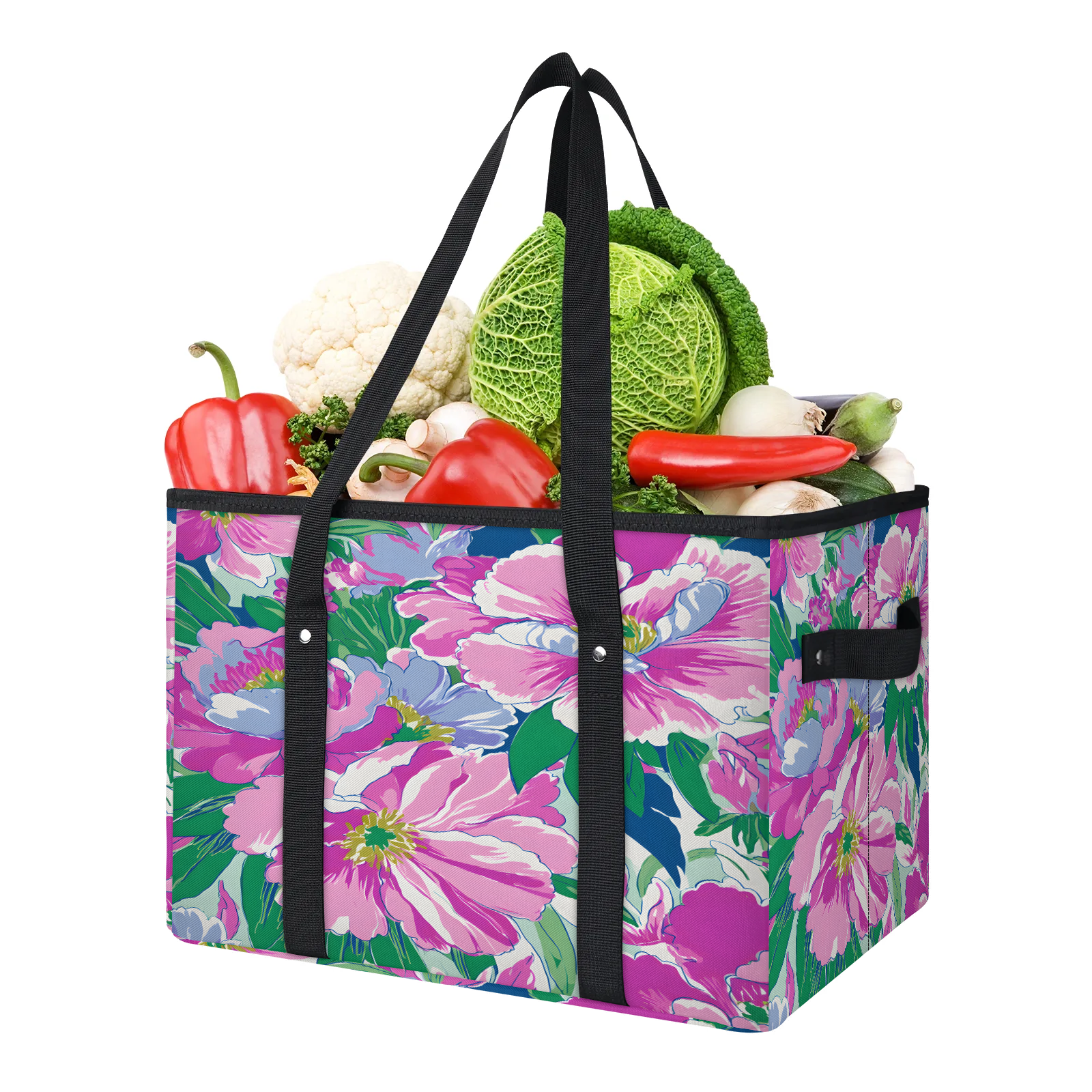 CURLYOOT Watercolor Spring Blossom Floral Reusable Grocery Bag ...