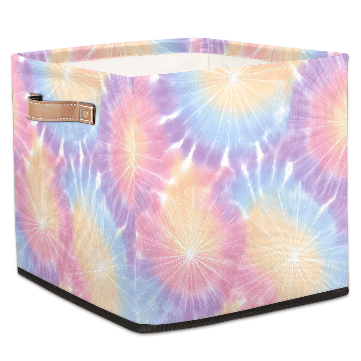 CURLYOOT Watercolor Tie Dye Cube Storage Bin, 13 x 13 x 13 Storage Cube Bins for Organizing, Fabric Foldable Closet Baskets with Handles for Closet, Shelves, Clothes