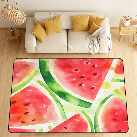 CURLYOOT Watermelon Pattern Area Rugs for Living Room Bedroom, 4' 10" x 6' 8" Washable Rug, Floor Carpet with Non Slip Backing for Dining Room Indoor