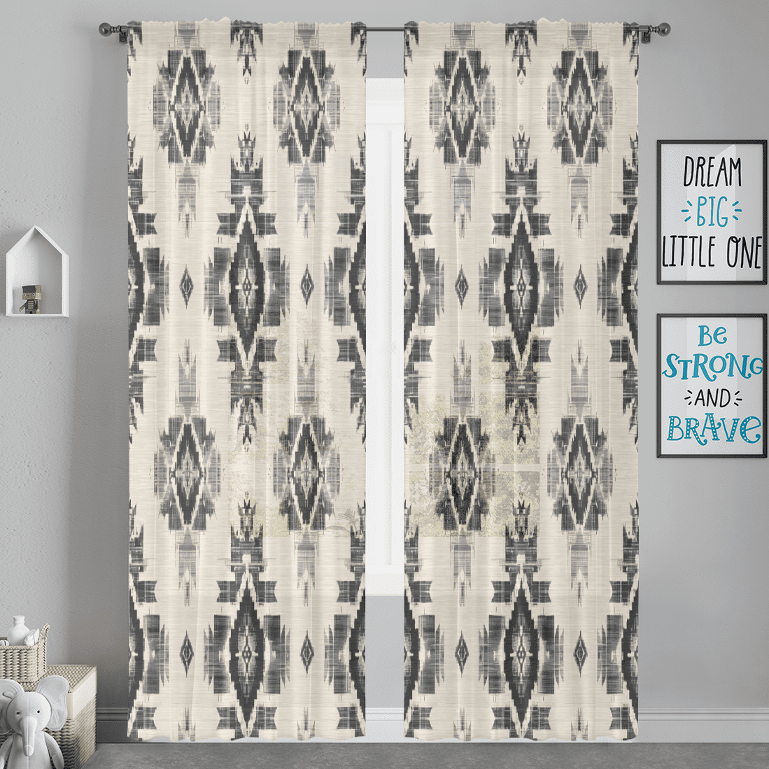 CURLYOOT Western Aztec Geometric Ethnic Sheer Curtains 84 Inches Long ...