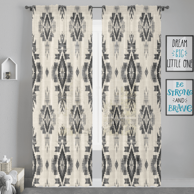 CURLYOOT Western Aztec Geometric Ethnic Sheer Curtains 84 Inches Long ...