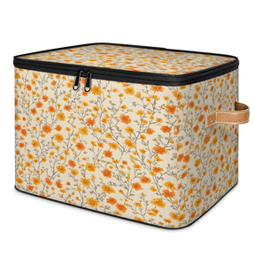 CURLYOOT Wildflower Storage Bins with Lid, Decorative Fabric Closet Boxes with Lids, Fall Floral Foldable Storage Baskets Shelves Container Organizers for Bedroom, Living Room, Dorm