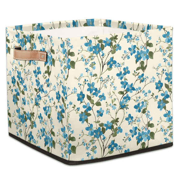 CURLYOOT Wildflowers Summer Cube Storage Bin, 13 x 13 x 13 Storage Cube Bins for Organizing, Floral Fabric Foldable Baskets with Handles for Closet, Shelves, Clothes