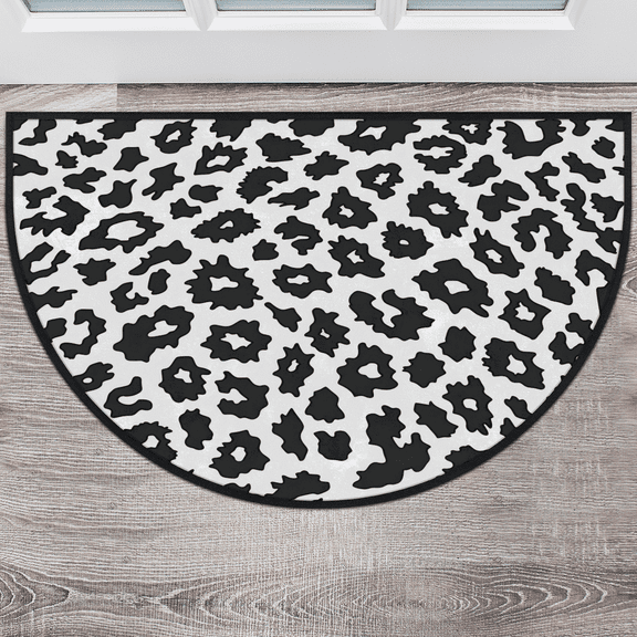 CURLYOOT Wildlife Animal Wild Skin Leopard Print Half Round Door Mat 40'' x 63'', Indoor Outdoor Entrance Rug, Semi Circular Area Rug, Non Slip Washable Absorbent Doormat, Laundry Room Rug